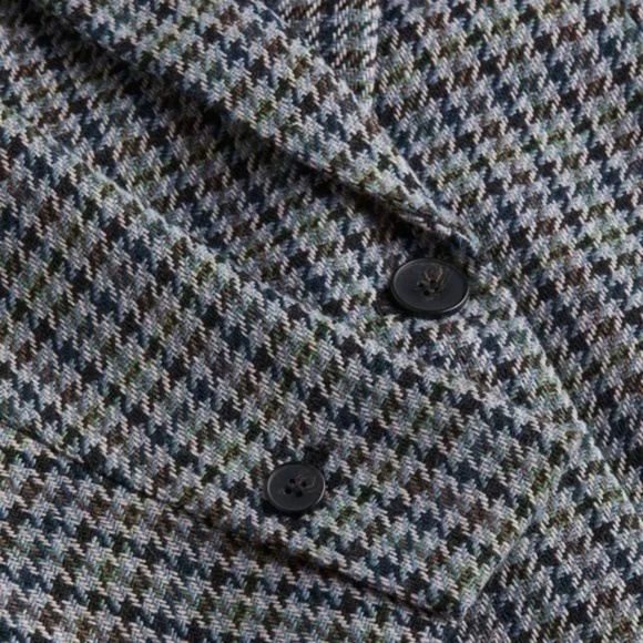 H&M Single-Breasted Houndstooth Blazer - Grey Blue Brown Green - US M - Picture 4 of 11